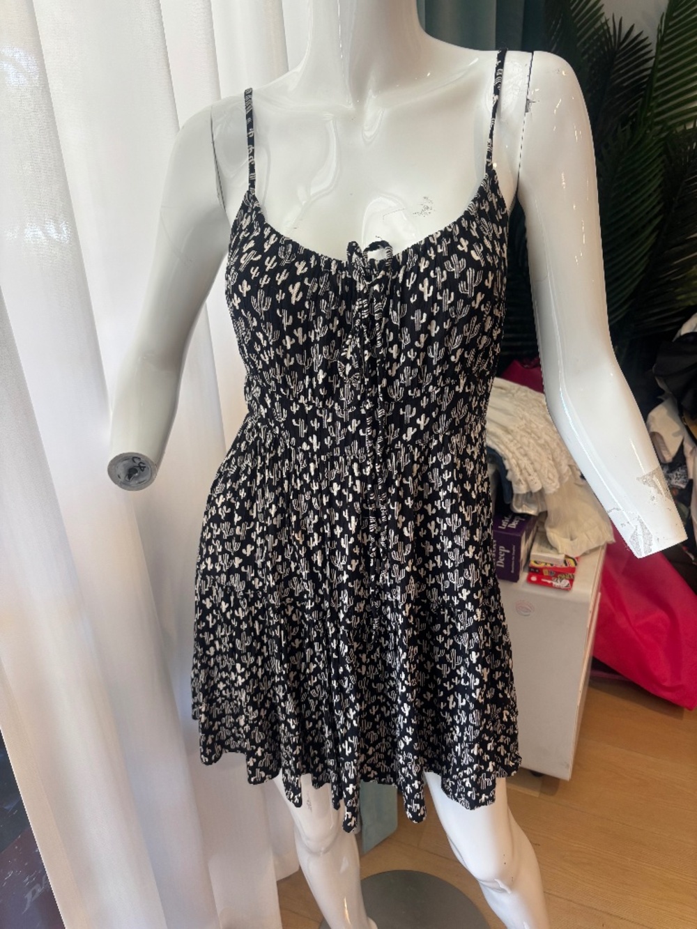 Angie Cactus Summer Flowy Mini Dress